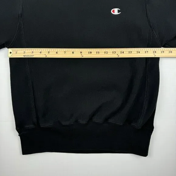 Champion Reverse Weave Crewneck Sweatshirt Mens Size Small Black Pullover - Picture 11 of 14